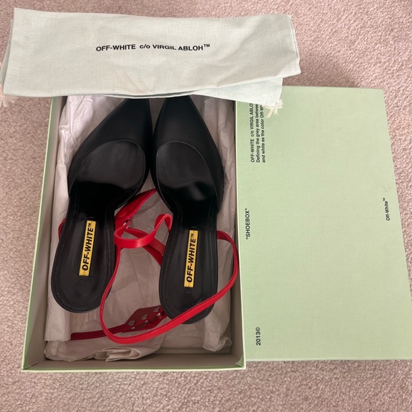 OFF-WHITE VIRGIL ABLOH ZIP TIE BLACK LEATHER PUMPS SIZE IT 40 / US 10 in box new - Picture 4 of 9